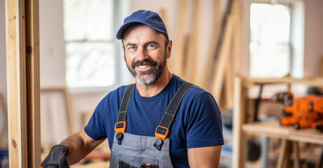 Wall Mural - Crafting Durability: A Carpenter's Commitment to Repair and Assembly.