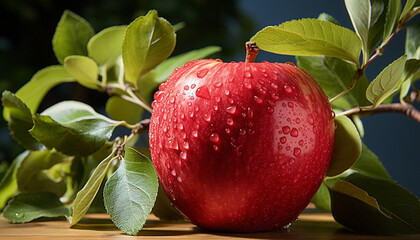 Poster - Freshness of nature gourmet, juicy apple, a healthy, organic snack generated by AI