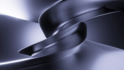 Poster - Moving liquid metal spiral. Design. 3D spiral moves with metallic liquid. Beautiful metallic liquid moves in spiral with folds