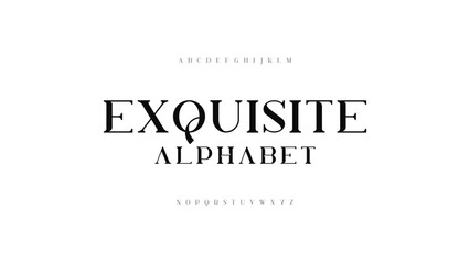 Fototapete - Classic and elegant typography. Alphabet and numbering uppercase. Vector illustration of font set.
