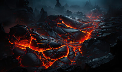 Wall Mural - abstract background of extinct lava with red gaps.