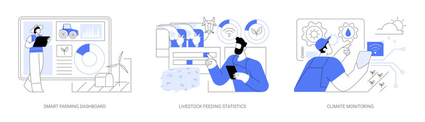 Sticker - Smart farming data analysis isolated cartoon vector illustrations se