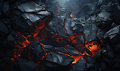 Wall Mural - abstract background of extinct lava with red gaps.
