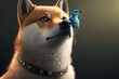 doge with a blue bird on the shoulder pixar style 