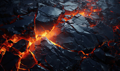 Wall Mural - abstract background of extinct lava with red gaps.
