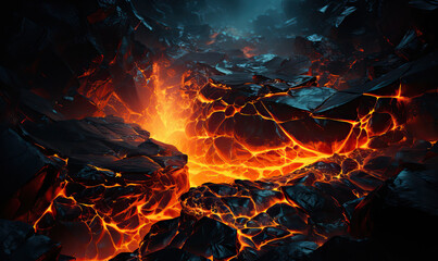 Wall Mural - abstract background of extinct lava with red gaps.