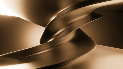 Poster - Moving liquid metal spiral. Design. 3D spiral moves with metallic liquid. Beautiful metallic liquid moves in spiral with folds