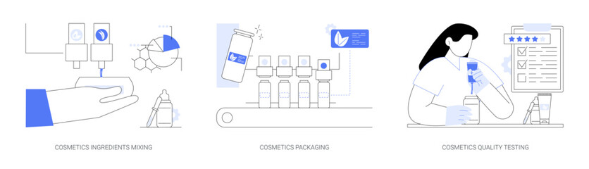 Poster - Beauty products manufacturing abstract concept vector illustrations.