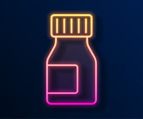 Wall Mural - Glowing neon line Vitamin complex of pill capsule icon isolated on black background. Healthy lifestyle. Vector