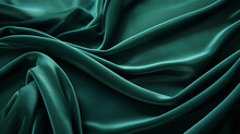 Draped Smooth And Rich Green Velour Texture. Luxurious Velour Background Pattern.