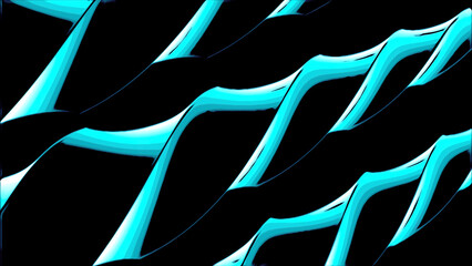 Poster - Black background with blue and pink lines. Design. Bright lines made in 3d format that move to the right side