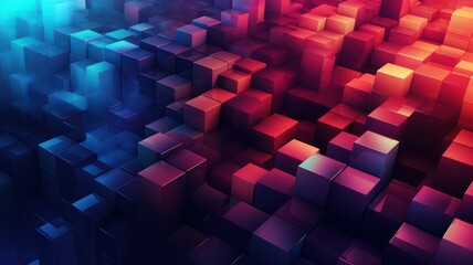 Poster - Blue orange yellow cube background created with Generative AI