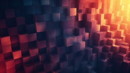 Poster - Blue orange yellow cube background created with Generative AI