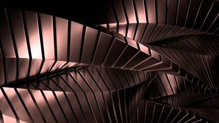 Poster - Blue and brown illuminated lines. Design. Glowing lines made of rectangles in cartoon animation.