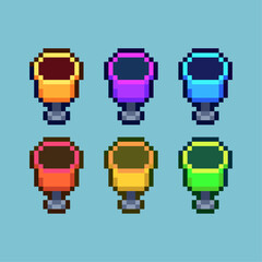 Leinwandbilder - pixel art sets of trash can with variation color item asset simple bits of trash can on pixelated st