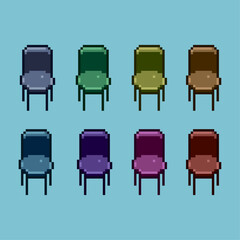 Leinwandbilder - pixel art sets of chair decoration with variation color item asset simple bits of chair on pixelated