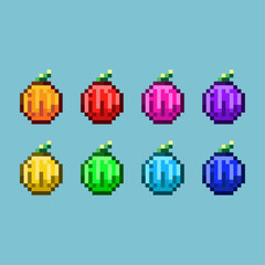 Poster - Pixel art sets of halloween pumkin with variation color item asset simple bits of pumkin on pixelated style 8bits perfect for game asset or design asset element for your game design asset