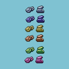 Fototapete - Pixel art sets of rock with variation color item asset simple bits of rock on pixelated style 8bits perfect for game asset or design asset element for your game design asset