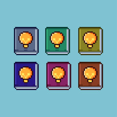 Poster - Pixel art sets of idea book with variation color item asset simple bits of idea book on pixelated style 8bits perfect for game asset or design asset element for your game design asset