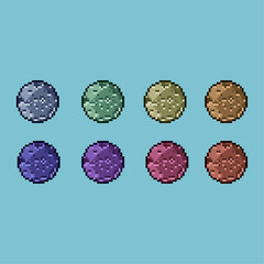 Poster - Pixel art sets of halloween moon with variation color item asset simple bits of moon on pixelated style 8bits perfect for game asset or design asset element for your game design asset
