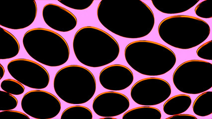 Poster - Black background with pink and green highlights. Design. Bright ceiling made in cartoon animation with cut circles.
