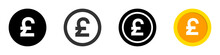 Pound Coin Vector Icons Set. Pound Signs Set