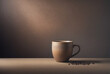 Minimalist ceramic cup on empty background