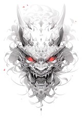 Wall Mural - Demon mask, tattoo japanese culture. Mask oni on a white background. Art. Print