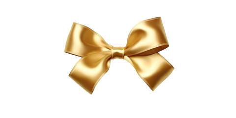Wall Mural - golden ribbon and bow isolated against transparent background