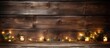 Wooden planks with lights and empty space ideal for Christmas