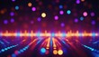 Abstract colorful defocused background with sound frequencies. Electronic lights. LED, neon, eighties, techno, discotheque, party, club