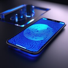 Poster - Mobile phone and fingerprint on the screen