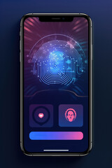 Poster - Mobile phone and fingerprint on the screen