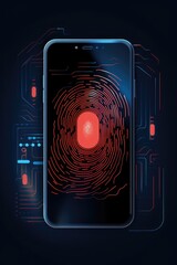 Poster - Mobile phone and fingerprint on the screen