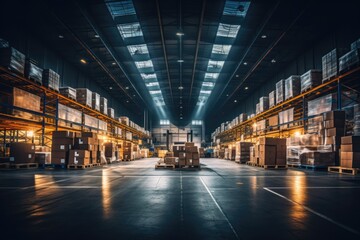 Wall Mural - Interior of a Spacious Warehouse with Modern Industrial Design