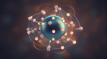 Wall Mural - exploring the elementary particles within an atom, a key physics concept, through a 3d-rendered illu