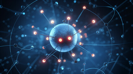 Wall Mural - within the atom's realm, delve into the concept of elementary particles with a 3d-rendered illustrat