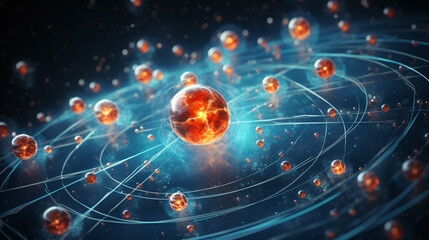 Wall Mural - dive into the world of subatomic particles within atoms with a 3d-rendered depiction—an essential ph