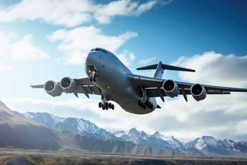 Aufkleber - A large jetliner soaring through a clear blue sky. This image can be used to depict air travel, vacations, or the concept of freedom and exploration.