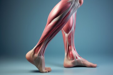 Poster - A close-up view of a person's legs, showcasing the highlighted muscles. This image can be used to depict fitness, strength, athleticism, or exercise-related concepts.