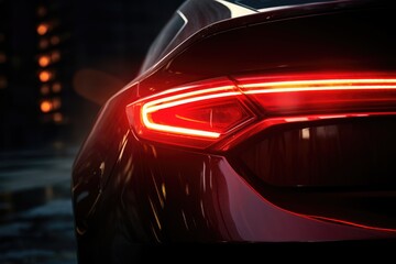 Poster - A detailed close-up view of the tail lights of a car. This image can be used to depict various themes such as transportation, automotive industry, road safety, or urban lifestyle.