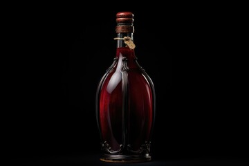 Canvas Print - A bottle of red wine with a cork stopper. Perfect for wine enthusiasts and wine connoisseurs. Can be used in advertisements, blogs, or articles about wine tasting, winemaking, or the art of pairing wi