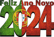 Happy New Year 2024 with Portugal flag inside - Illustration,
2024 HAPPY NEW YEAR NUMERALS