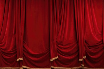 Leinwandbilder - A room with a striking red curtain and a sleek black floor. This image can be used to add a touch of drama and elegance to any design.