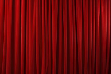 Poster - A detailed view of a vibrant red curtain on a stage. Perfect for theater, performing arts, or event-related projects.