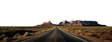 Vast Desert Highway. Transparent PNG Background. Early Morning Arizona Old Cracked Highway. 