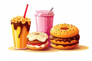 Poster - A collection of various types of food and drinks. This versatile image can be used in a variety of contexts.