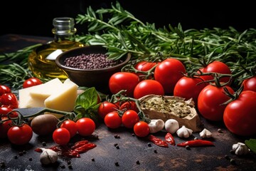 Aufkleber - A variety of different types of food arranged on a table. This image can be used to showcase a buffet, catering, or a diverse food selection for events and gatherings.
