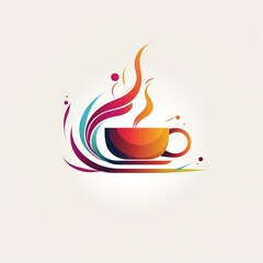 Coffee, tea cup logo icon abstract minimalist background.