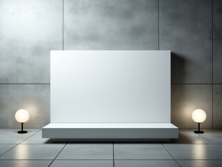 Aufkleber - Blank white poster on a gray wall, mock up. Generative AI